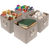 image:imageSimple Houseware 11Inch Cube Storage Bin with Braided Handles IvoryBeige