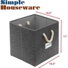 image:imageSimple Houseware 11Inch Cube Storage Bin with Braided Handles IvoryDark Gray