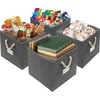 image:imageSimple Houseware 11Inch Cube Storage Bin with Braided Handles IvoryDark Gray
