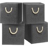 image:imageSimple Houseware 11Inch Cube Storage Bin with Braided Handles IvoryDark Gray