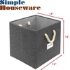 image:imageSimple Houseware 11Inch Cube Storage Bin with Braided Handles IvoryDark Gray