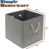 image:imageSimple Houseware 11Inch Cube Storage Bin with Braided Handles IvoryGray