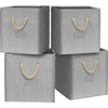 image:imageSimple Houseware 11Inch Cube Storage Bin with Braided Handles IvoryGray