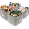 image:imageSimple Houseware 11Inch Cube Storage Bin with Braided Handles IvoryGray