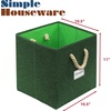 image:imageSimple Houseware 11Inch Cube Storage Bin with Braided Handles IvoryGreen