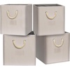 image:imageSimple Houseware 11Inch Cube Storage Bin with Braided Handles IvoryIvory