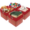 image:imageSimple Houseware 11Inch Foldable Cube Storage Bins with Handle Steel BlueRed