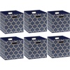 image:imageSimple Houseware 11Inch Foldable Cube Storage Bins with Handle Steel BlueSteel Blue