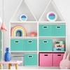 image:imageSimple Houseware 11Inch Foldable Cube Storage Bins with Handles GrayTurquoise