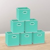 image:imageSimple Houseware 11Inch Foldable Cube Storage Bins with Handles GrayTurquoise