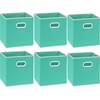 image:imageSimple Houseware 11Inch Foldable Cube Storage Bins with Handles GrayTurquoise