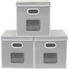 image:imageSimple Houseware 12 Fabric Storage Bin with Clear Window amp Lid 3PackGray