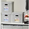 image:imageSimple Houseware 12 Fabric Storage Bin with Clear Window amp Lid 3PackGray