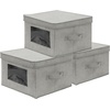 image:imageSimple Houseware 12 Fabric Storage Bin with Clear Window amp Lid 3PackGrey