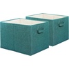 image:imageSimple Houseware 15 x 13 Foldable Fabric Storage Bin with Handles PinkTurquoise