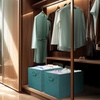 image:imageSimple Houseware 15 x 13 Foldable Fabric Storage Bin with Handles PinkTurquoise