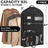 image:imageSimple Houseware 60 Travel Garment Bag 4 Gusset Lightweight Gray 3 Pack43Inch w Pocket  3Pack  Black