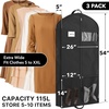 image:imageSimple Houseware 60 Travel Garment Bag 4 Gusset Lightweight Gray 3 Pack54Inch w Pocket  3Pack  Black