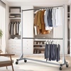 image:imageSimple Houseware Commercial Grade ZBase Double Rod Garment Rack Silver