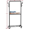 image:imageSimple Houseware Double Rod Clothes Rack with Wheels Hooks amp Shelf Black