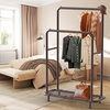 image:imageSimple Houseware Double Rod Clothing Garment Rack wBottom Shelves BronzeBronze
