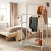 image:imageSimple Houseware Double Rod Clothing Garment Rack wBottom Shelves BronzeWhite