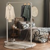 image:imageSimple Houseware Double Rod Clothing Garment Rack wBottom Shelves BronzeWhite