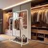 image:imageSimple Houseware Double Rod Clothing Garment Rack wBottom Shelves BronzeWhite