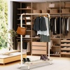 image:imageSimple Houseware Double Rod Clothing Garment Rack wBottom Shelves BronzeWhite
