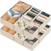 image:imageSimple Houseware Foldable Drawer Organizer Stocking Bin Set of 12 GrayBeige