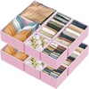 image:imageSimple Houseware Foldable Drawer Organizer Stocking Bin Set of 12 GrayPink