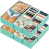 image:imageSimple Houseware Foldable Drawer Organizer Stocking Bin Set of 12 GrayTurquoise