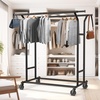 image:imageSimple Houseware Heavy Duty Double Rail Clothing Garment Rack ChromeBlack