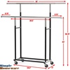 image:imageSimple Houseware Standard Double Rods Clothing Garment Hanging Rack SilverBlack