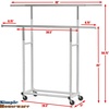 image:imageSimple Houseware Standard Double Rods Clothing Garment Hanging Rack SilverSilver