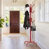 image:imageSimple Houseware Standing CoatHat Hanger Organizer Rack 12 Hooks BronzeRed