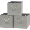 image:imageSimple Houseware 11Inch Cube Storage Bin with Braided Handles IvoryGray