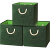 image:imageSimple Houseware 11Inch Cube Storage Bin with Braided Handles IvoryGreen