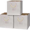 image:imageSimple Houseware 11Inch Cube Storage Bin with Braided Handles IvoryIvory