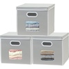 image:imageSimple Houseware 12 Fabric Storage Bin with Clear Window amp Lid 3PackGray