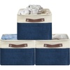 image:imageSimple Houseware 13 x 13 Large Fabric Storage Cubes 3 Pack BlueSteel Blue