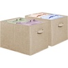 image:imageSimple Houseware 15 x 13 Foldable Fabric Storage Bin with Handles PinkBeige