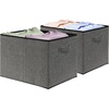 image:imageSimple Houseware 15 x 13 Foldable Fabric Storage Bin with Handles PinkDark Grey