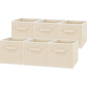 image:imageSimple Houseware 11Inch Foldable Cube Storage Bins Geometric Gray 6PackBeige