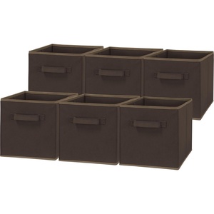 image:imageSimple Houseware 11Inch Foldable Cube Storage Bins Geometric Gray 6PackBrown