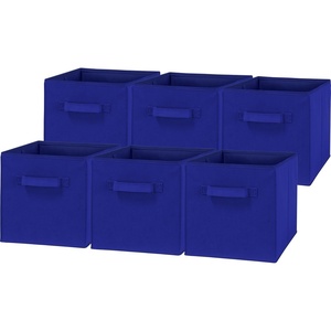 image:imageSimple Houseware 11Inch Foldable Cube Storage Bins Geometric Gray 6PackDark Blue