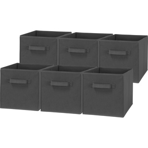 image:imageSimple Houseware 11Inch Foldable Cube Storage Bins Geometric Gray 6PackDark Grey