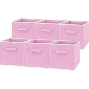 image:imageSimple Houseware 11Inch Foldable Cube Storage Bins Geometric Gray 6PackPink