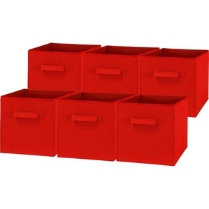 image:imageSimple Houseware 11Inch Foldable Cube Storage Bins Geometric Gray 6PackRed