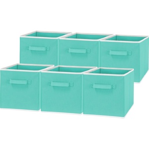 image:imageSimple Houseware 11Inch Foldable Cube Storage Bins Geometric Gray 6PackTurquoise